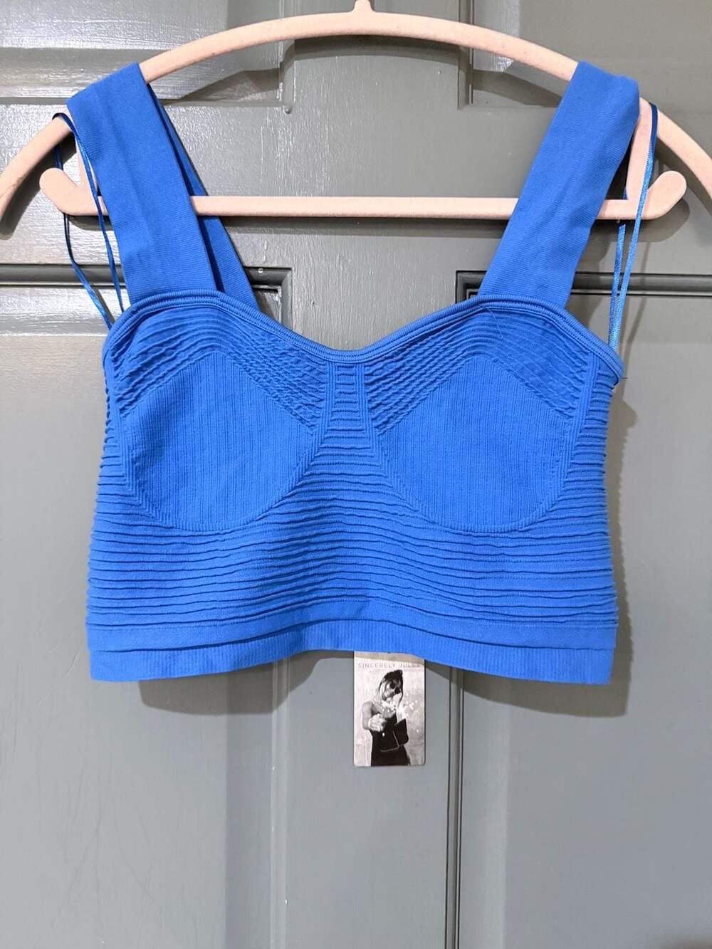 Sincerely Jules Ribbed Crop Bralette Top Size S Royal Blue